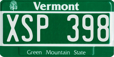 VT license plate XSP398