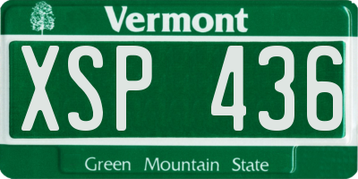 VT license plate XSP436