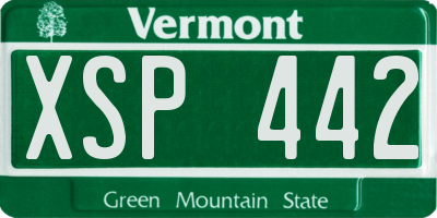 VT license plate XSP442