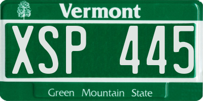 VT license plate XSP445