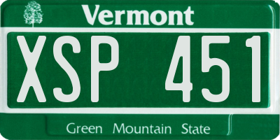 VT license plate XSP451
