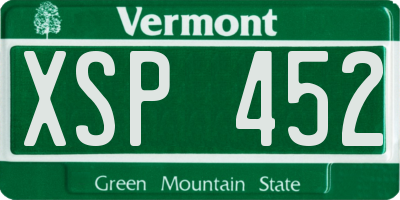 VT license plate XSP452