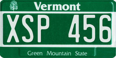VT license plate XSP456