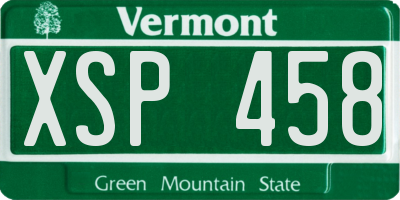 VT license plate XSP458