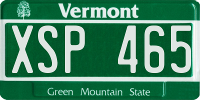 VT license plate XSP465