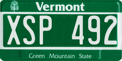 VT license plate XSP492