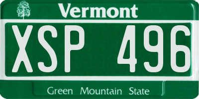 VT license plate XSP496