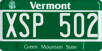 VT license plate XSP502