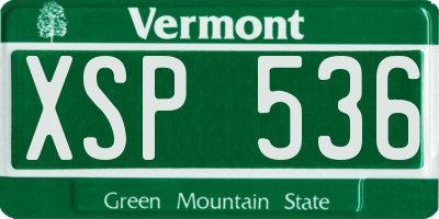 VT license plate XSP536