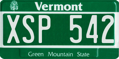 VT license plate XSP542
