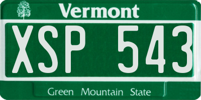 VT license plate XSP543