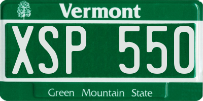VT license plate XSP550