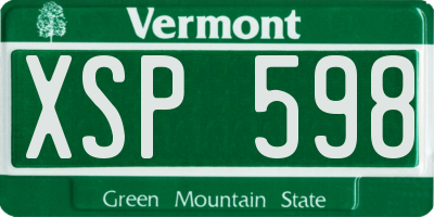 VT license plate XSP598