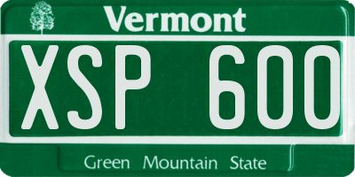 VT license plate XSP600