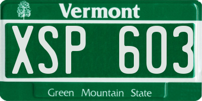 VT license plate XSP603