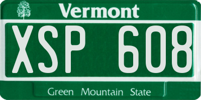 VT license plate XSP608