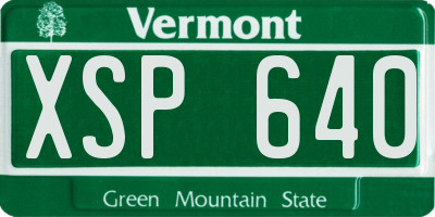 VT license plate XSP640