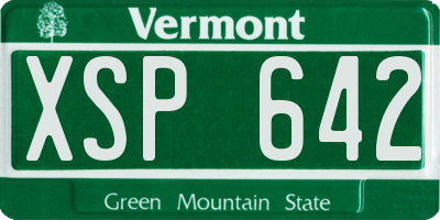 VT license plate XSP642