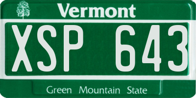 VT license plate XSP643