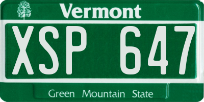 VT license plate XSP647