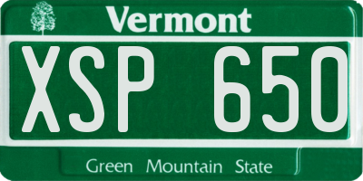 VT license plate XSP650