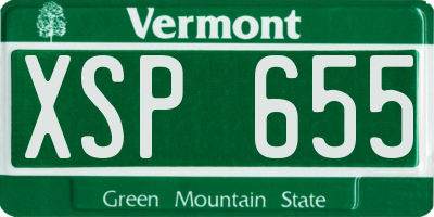 VT license plate XSP655