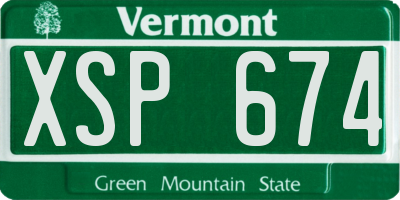 VT license plate XSP674
