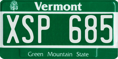 VT license plate XSP685