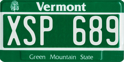 VT license plate XSP689
