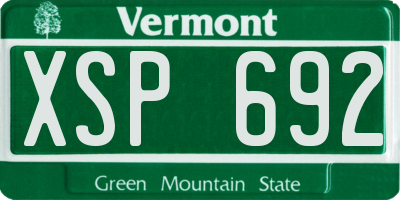 VT license plate XSP692