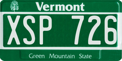 VT license plate XSP726