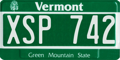 VT license plate XSP742