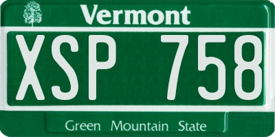 VT license plate XSP758
