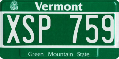 VT license plate XSP759