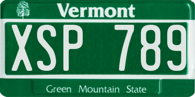 VT license plate XSP789