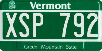 VT license plate XSP792