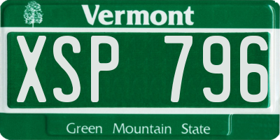 VT license plate XSP796