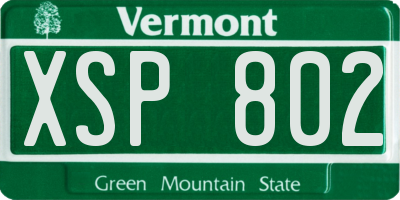 VT license plate XSP802