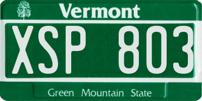 VT license plate XSP803
