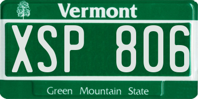 VT license plate XSP806