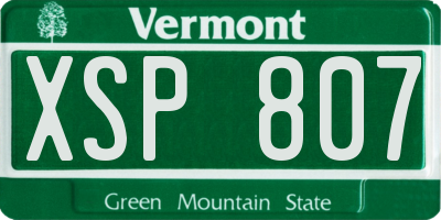 VT license plate XSP807