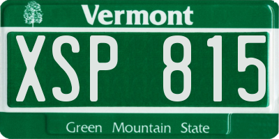 VT license plate XSP815