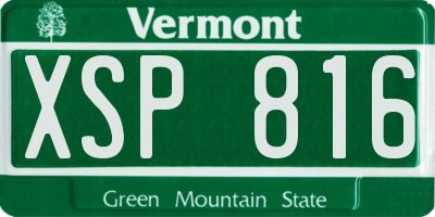 VT license plate XSP816