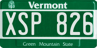 VT license plate XSP826