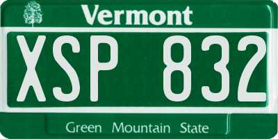 VT license plate XSP832