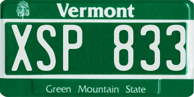 VT license plate XSP833