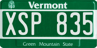 VT license plate XSP835
