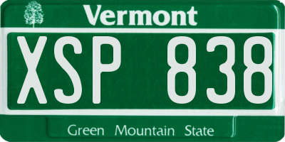 VT license plate XSP838