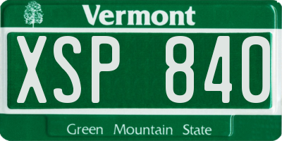 VT license plate XSP840