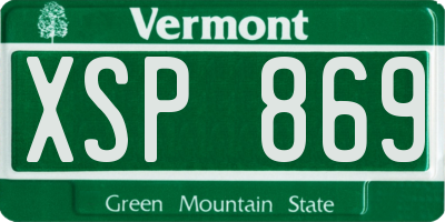 VT license plate XSP869